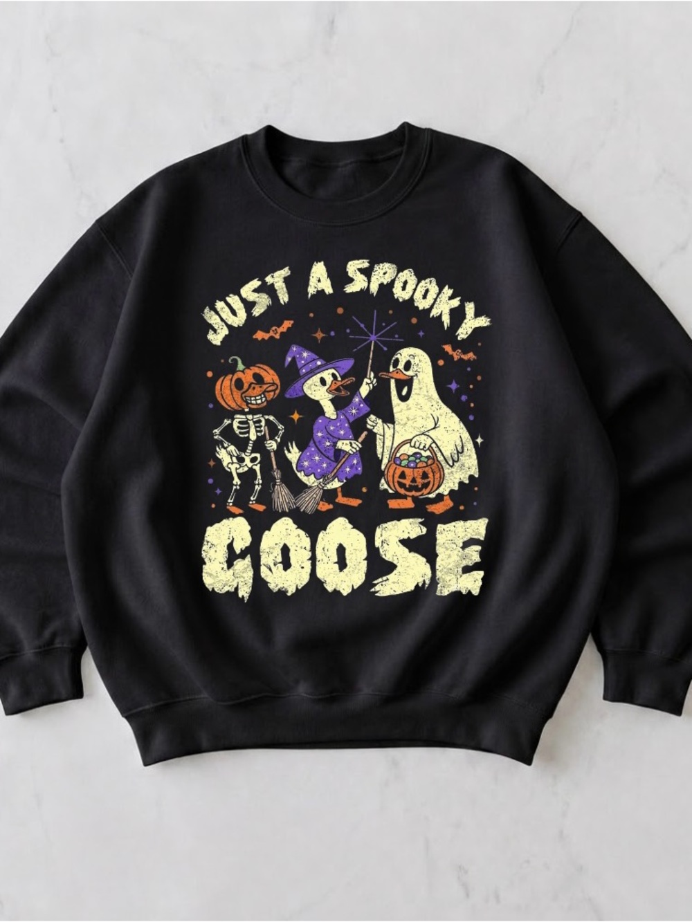 Just A Spooky Goose Retro Halloween Spooky Season Graphic Sweatshirt